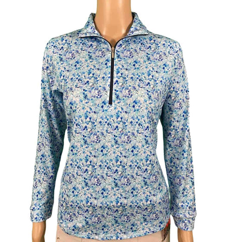 Corsican Long Sleeve Polo in Bubbles print with plus+ sizes