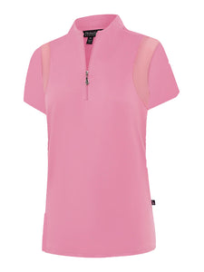 Birdee Sport Short Sleeve Top in Pink with Mesh