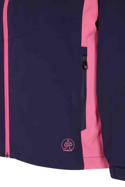 Proquip rain jacket in navy and pink