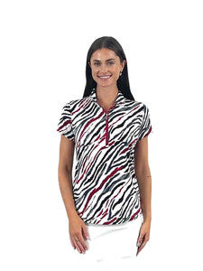 Corsican short sleeve polo in red river