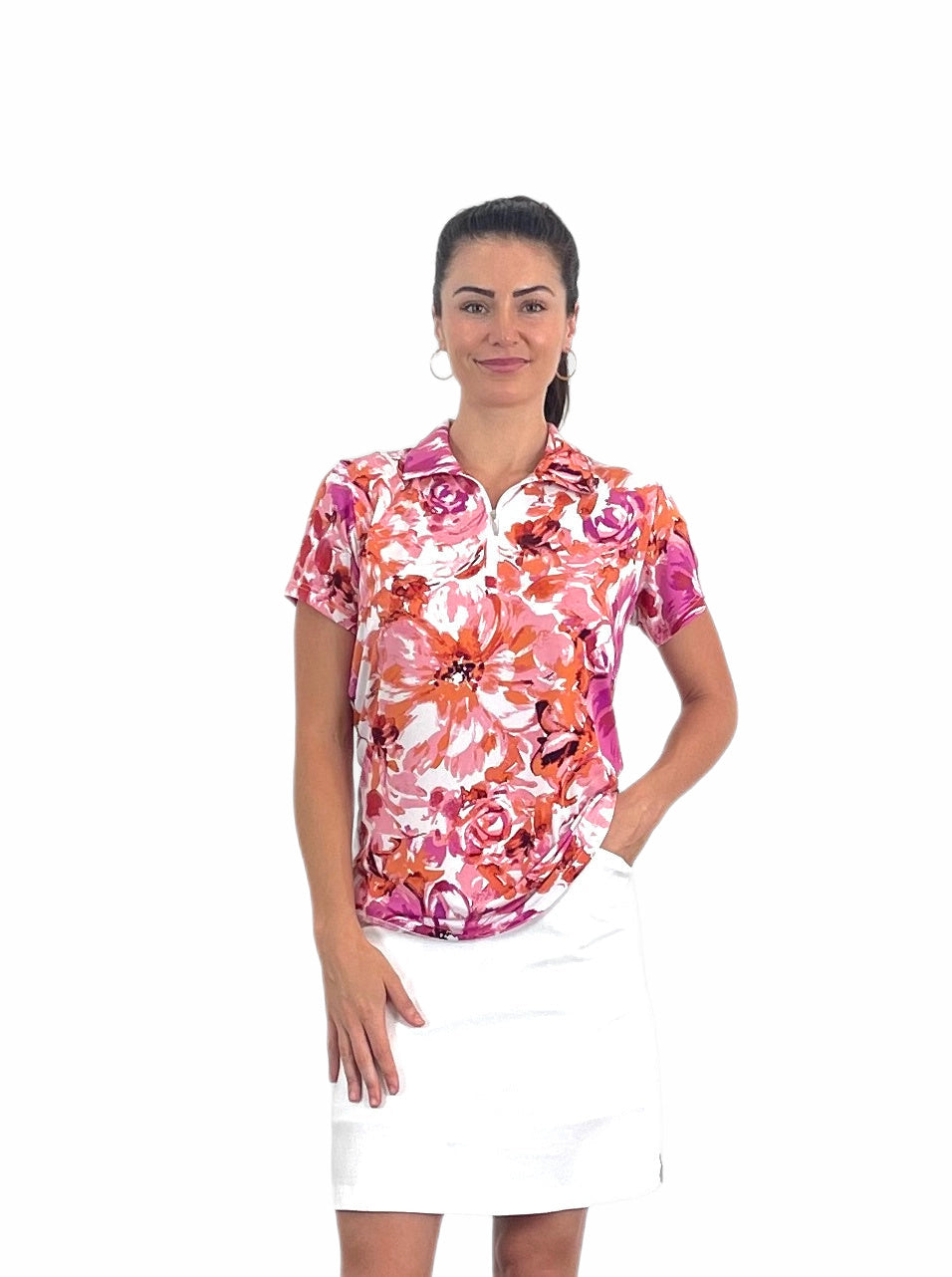 Corsican Short Sleeve Polo in Vesper print - with Plus+ sizes