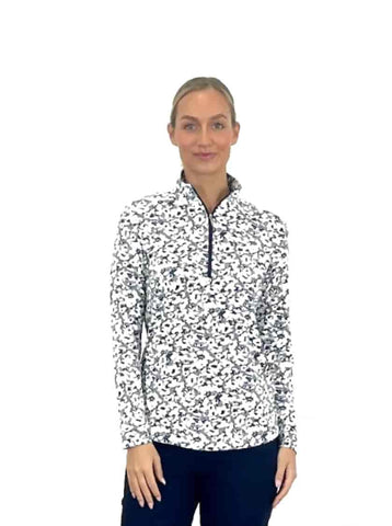 Corsican Long Sleeve Polo in Jardin print with plus+ sizes