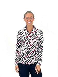 Corsican Long Sleeve Polo in Red River print with plus+ sizes