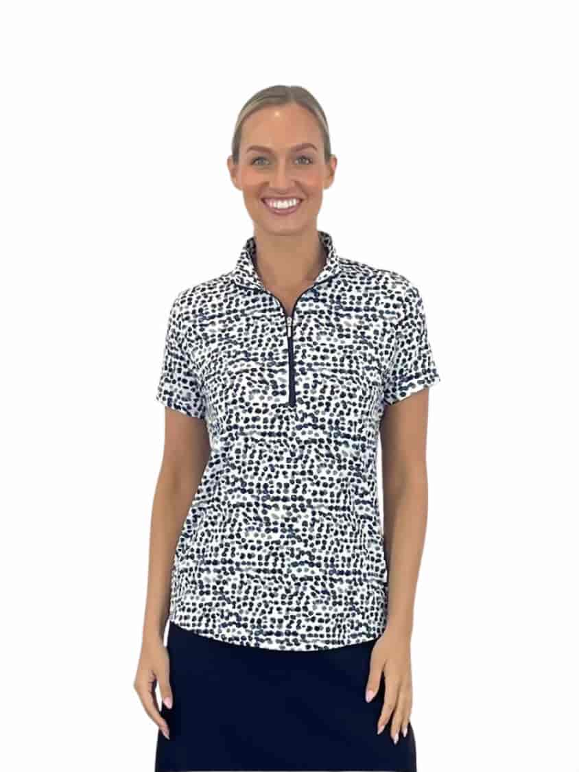 Corsican Short Sleeve Polo in Shimmer print - with Plus+ sizes