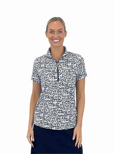 Corsican Short Sleeve Polo in Shimmer print - with Plus+ sizes