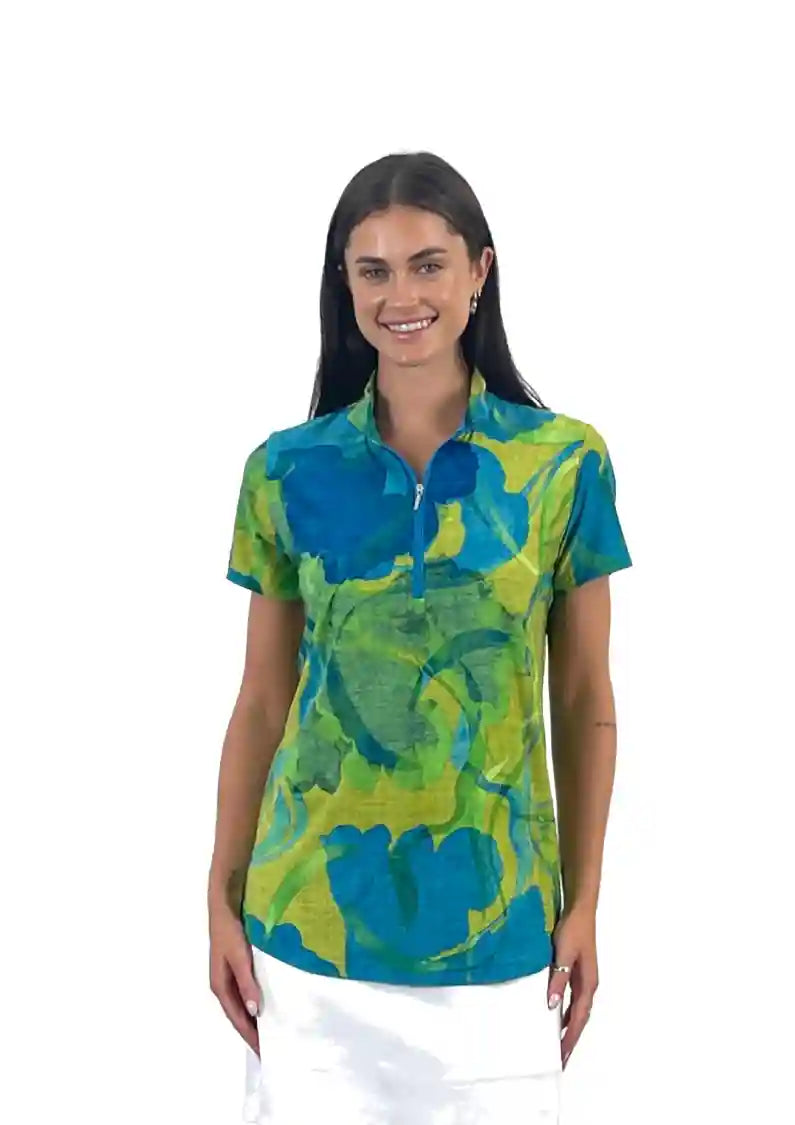 Corsican short sleeve polo in Willow