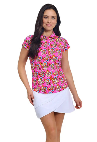 Ibkul Short Sleeve Polo in Arya Hot Pink