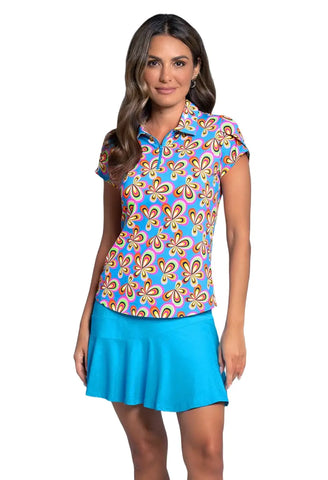 Ibkul Short Sleeve Polo in Arya Turquoise