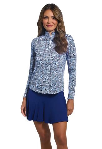 Ibkul Long Sleeve Polo in Josie Navy