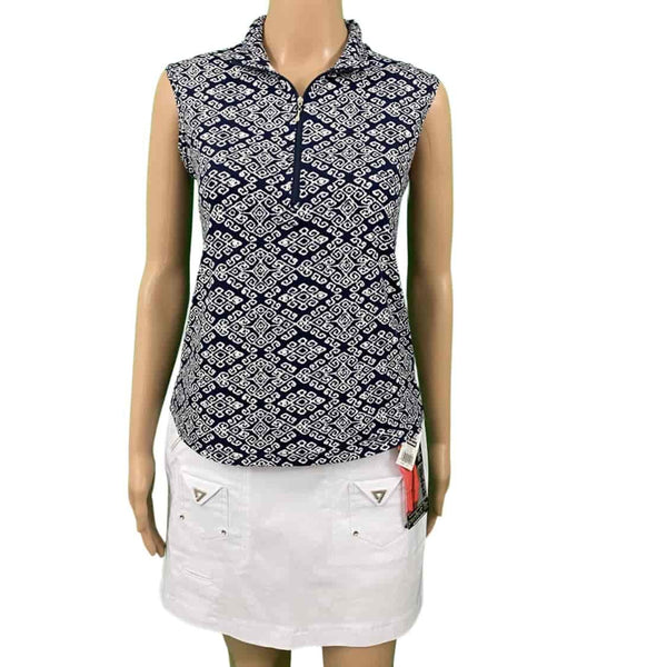 Corsican sleeveless polo in cheviot