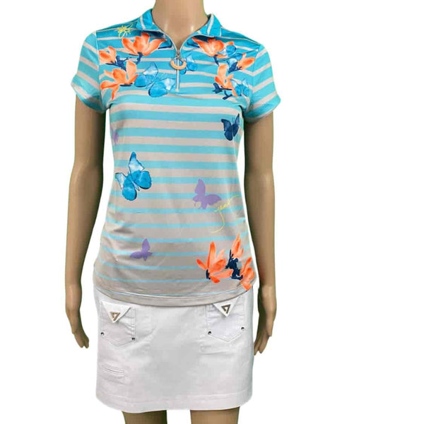 Jamie Sadock Short Sleeve Polo Cadiz Blue - Papillon - size XS only