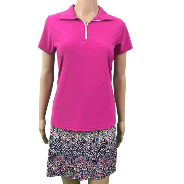 Corsican short sleeve polo in fuschia