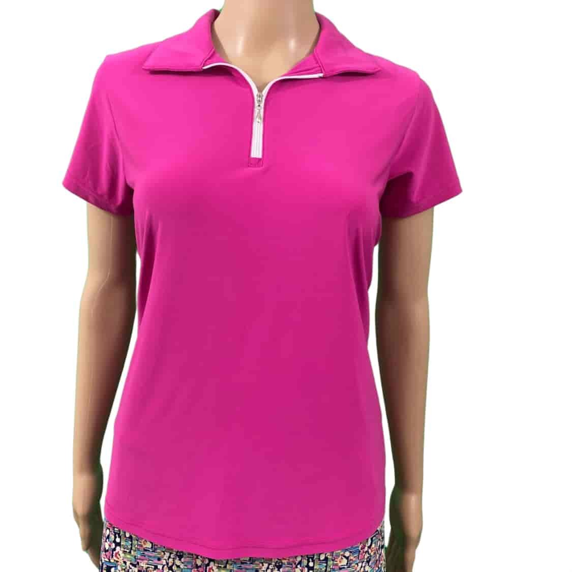 Corsican short sleeve polo in fuschia