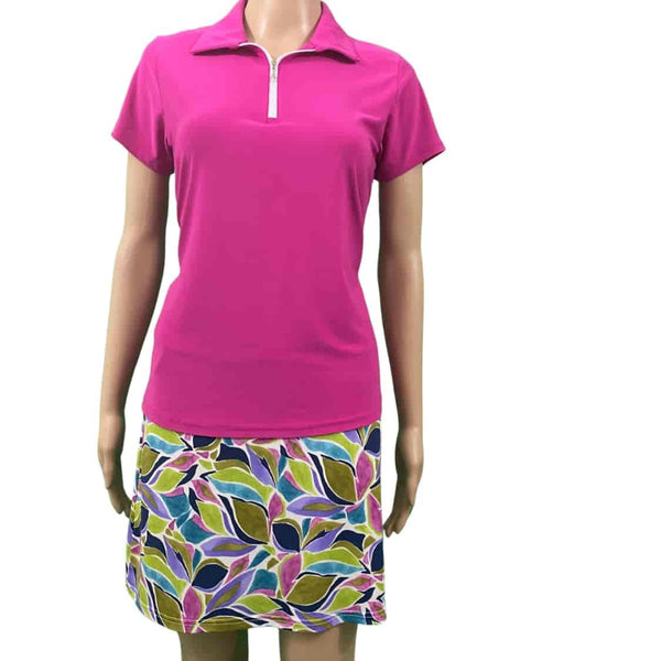 Corsican short sleeve polo in fuschia