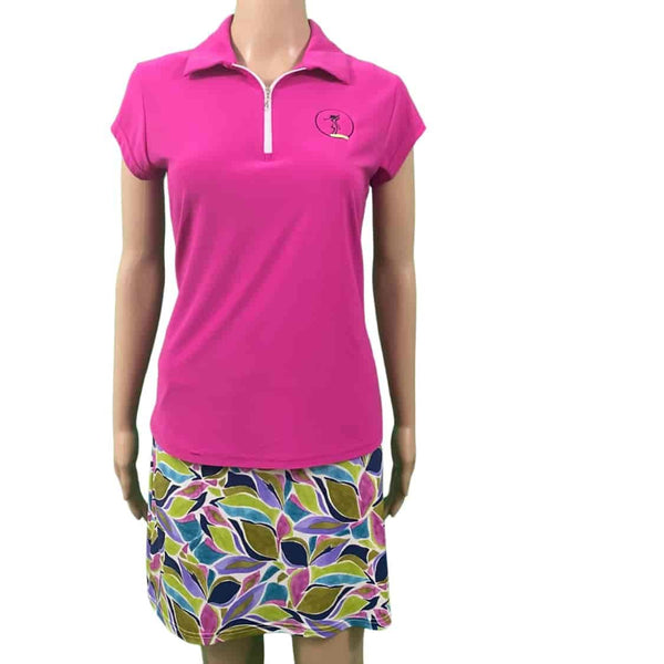 Corsican capped sleeve polo in fuschia