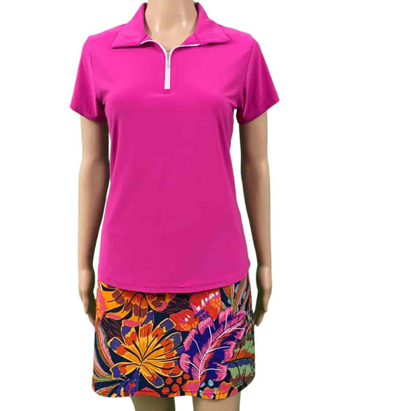 Corsican short sleeve polo in fuschia