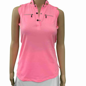 Sadock cap sleeve polo in tickle me pink