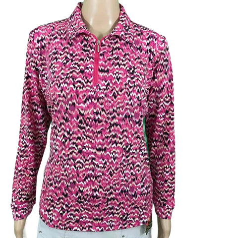 Corsican Long Sleeve Polo in Jagged print with plus+ sizes