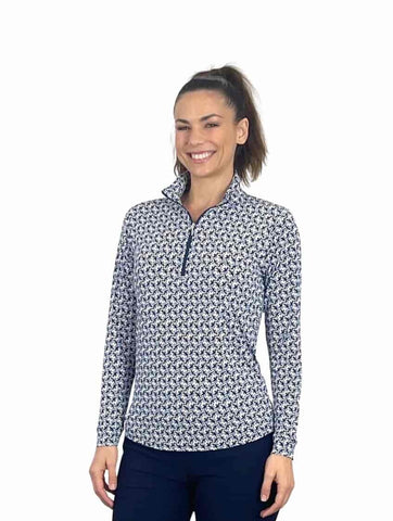 Corsican Long Sleeve Polo in Snowmass print with plus+ sizes