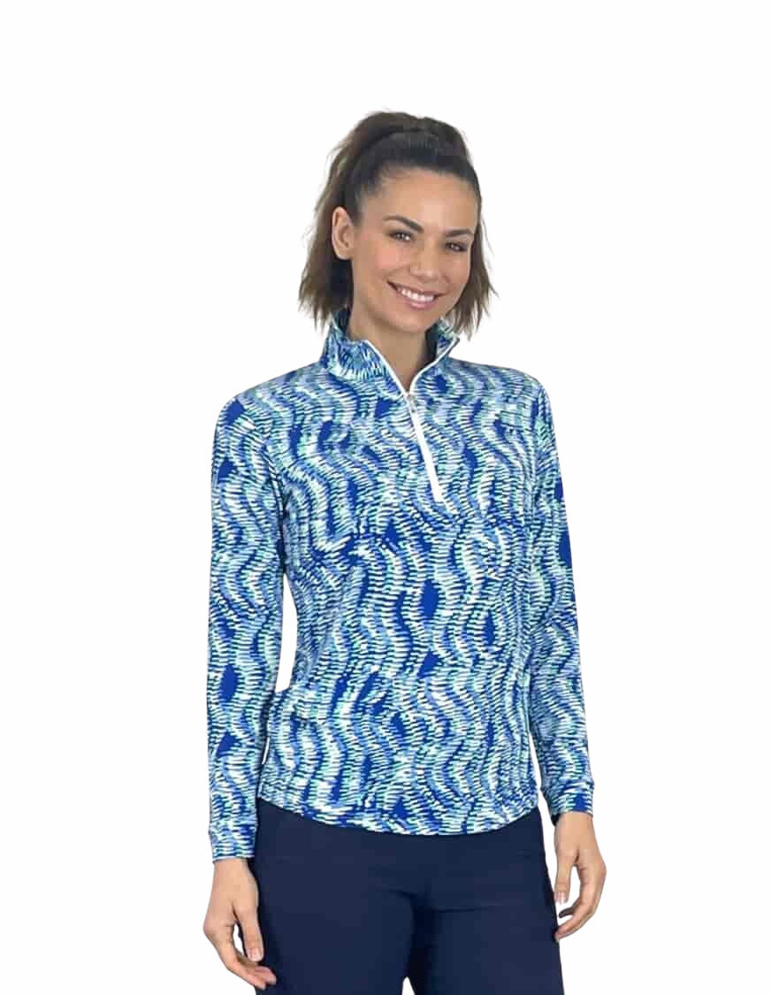 Corsican Long Sleeve Polo in Zermatt print with plus+ sizes