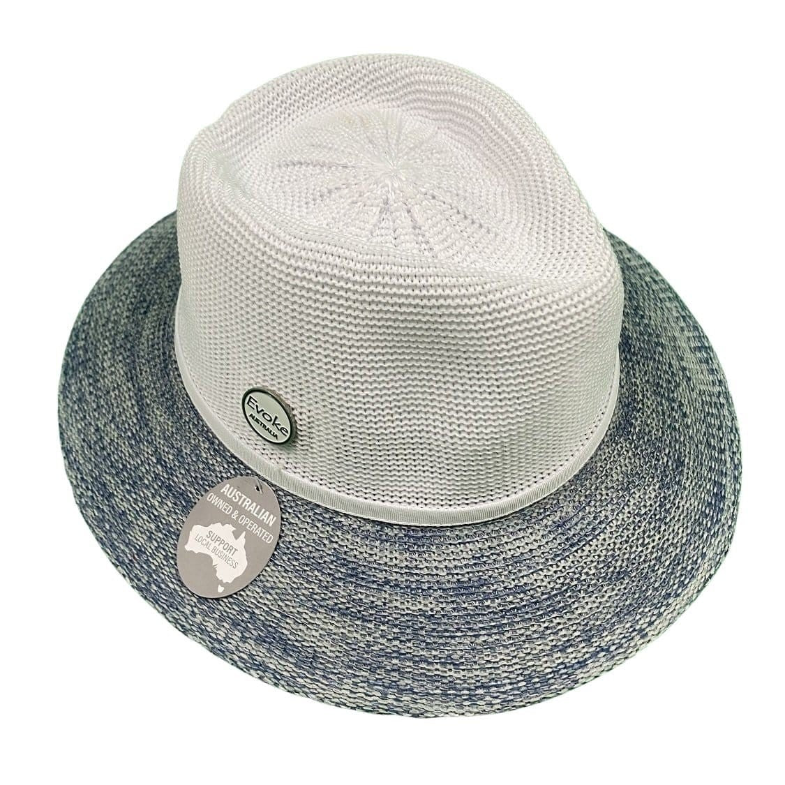 Evoke Headwear Aston Fedora White/Light Blue