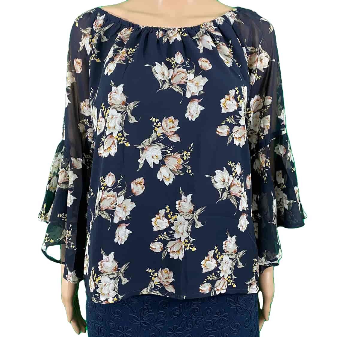 Spicy sugar navy floral print top